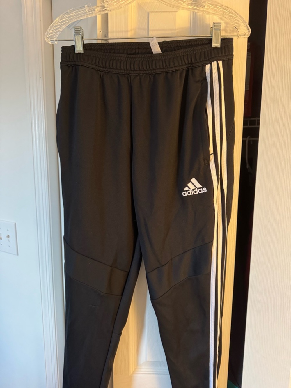 adidas Black Joggers with White Side Stripes